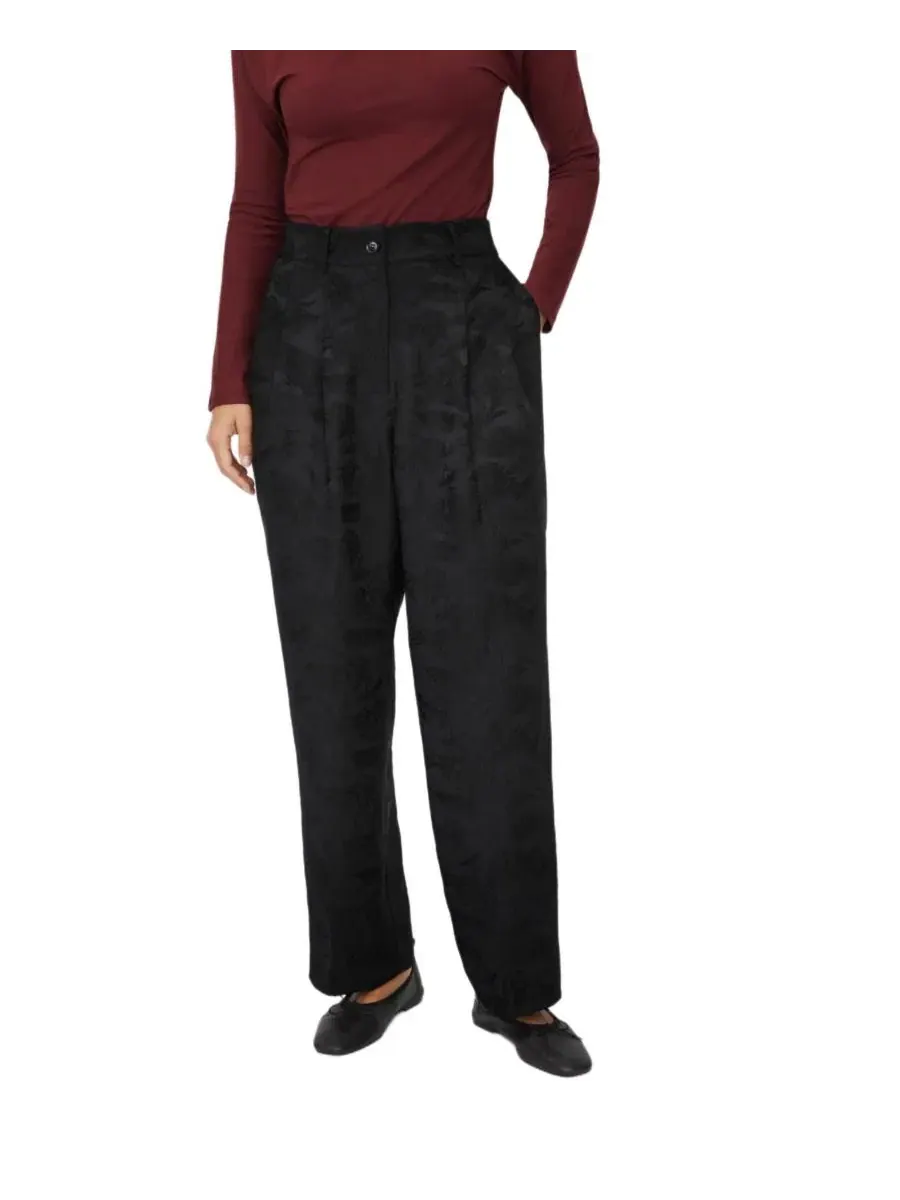 Брюки с завышенной посадкой Maperli Jacquard Textured Masai Copenhagen — изображение 1 из 7, черный