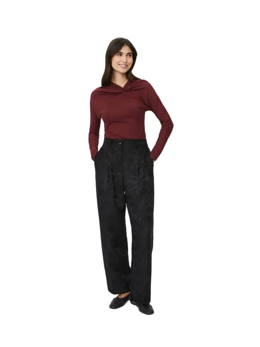 Брюки с завышенной посадкой Maperli Jacquard Textured Masai Copenhagen — изображение 2 из 7, черный