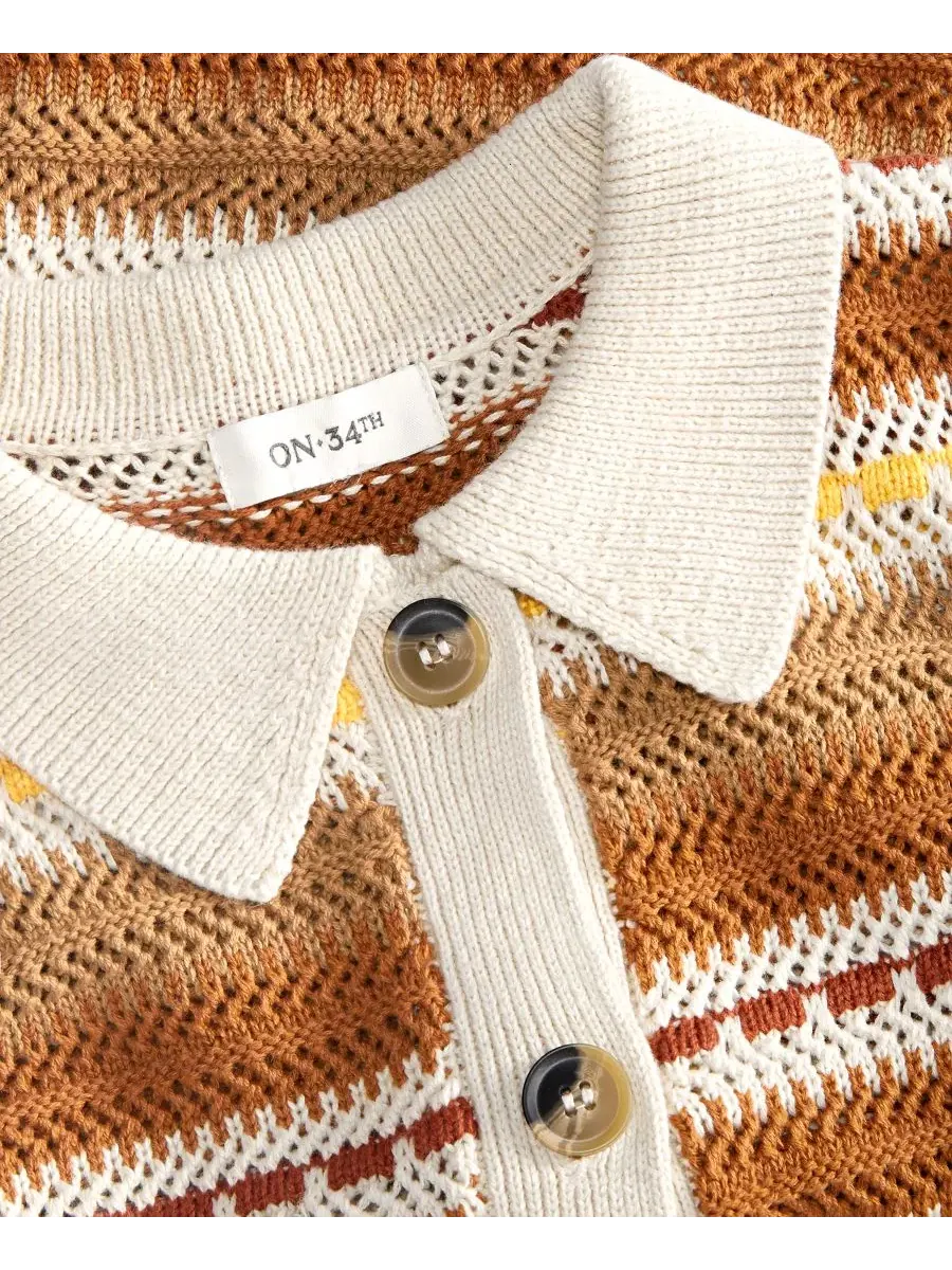 Кардиган с коротким рукавом и воротником с текстурной полосой On 34th — изображение 5 из 6, слоновая кость