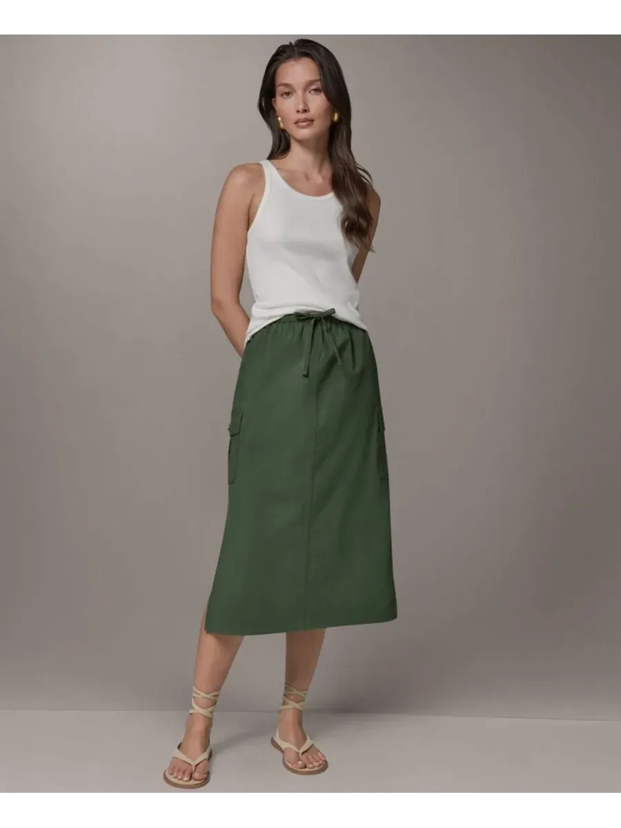 Юбка-карандаш Donna Karan Weekend, с завязкой спереди и накладным карманом — изображение 2 из 7, зеленый