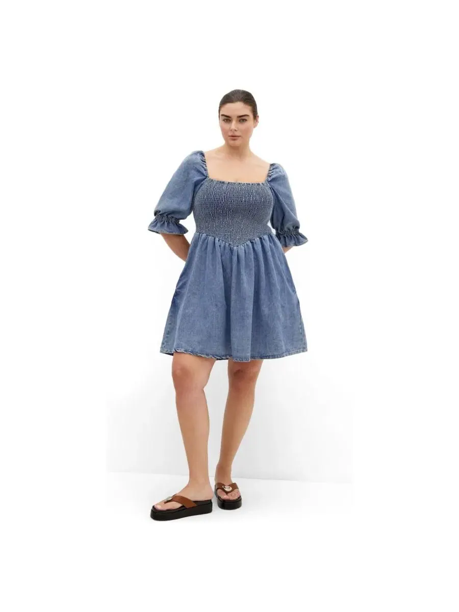 Платье-миди джинсовое Kaitlyn Denim City Chic — изображение 1 из 5, светлая стирка