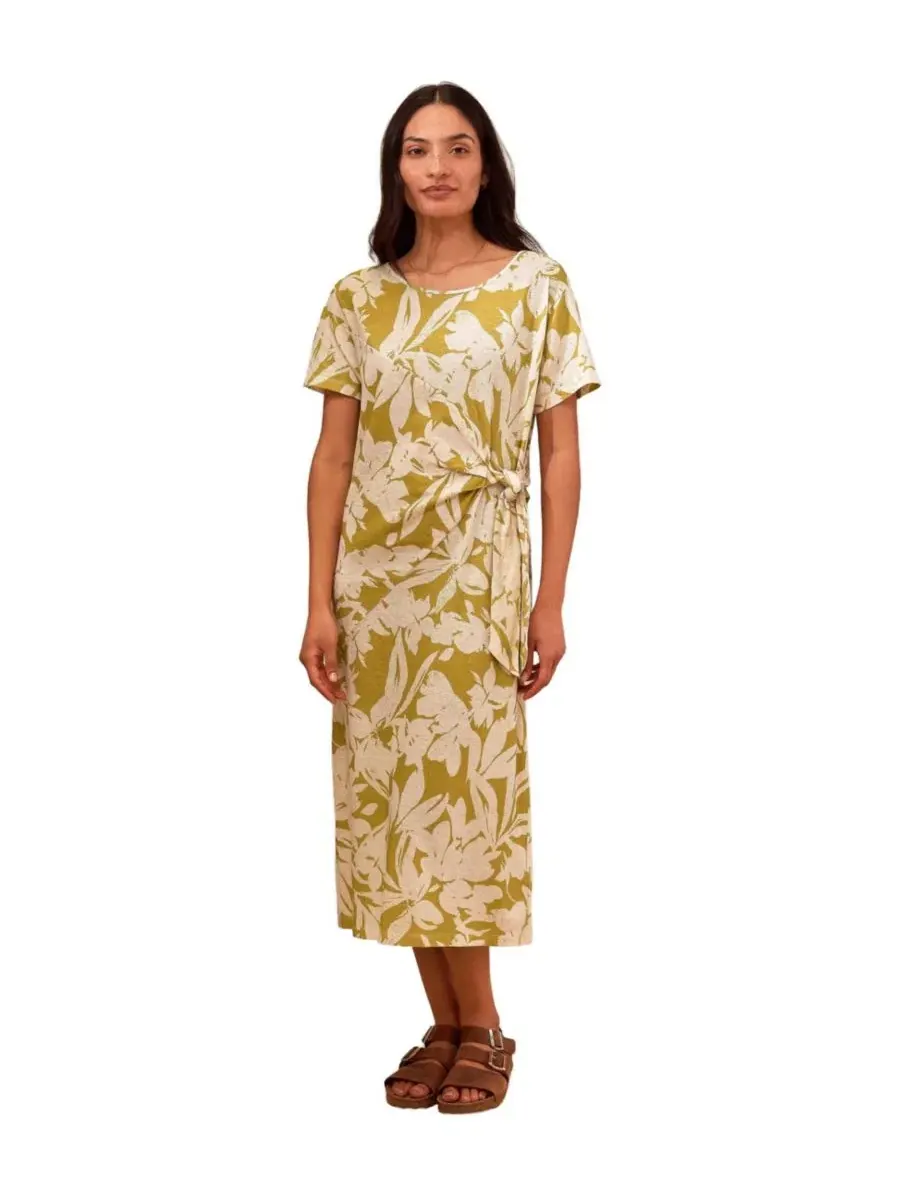 Платье миди из джерси с завязкой по боку Celtic & Co., Moss Floral — изображение 1 из 8