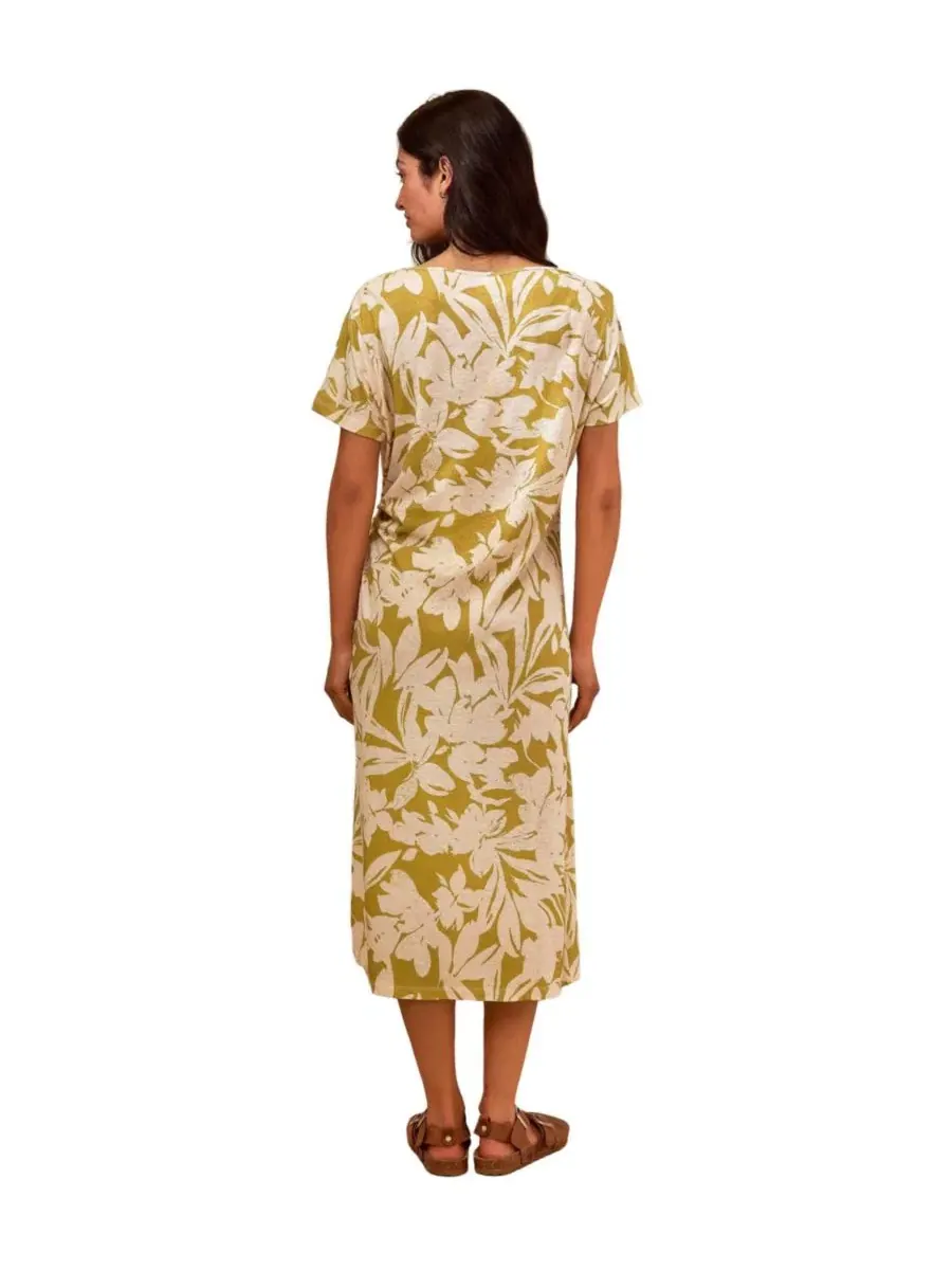 Платье миди из джерси с завязкой по боку Celtic & Co., Moss Floral — изображение 3 из 8