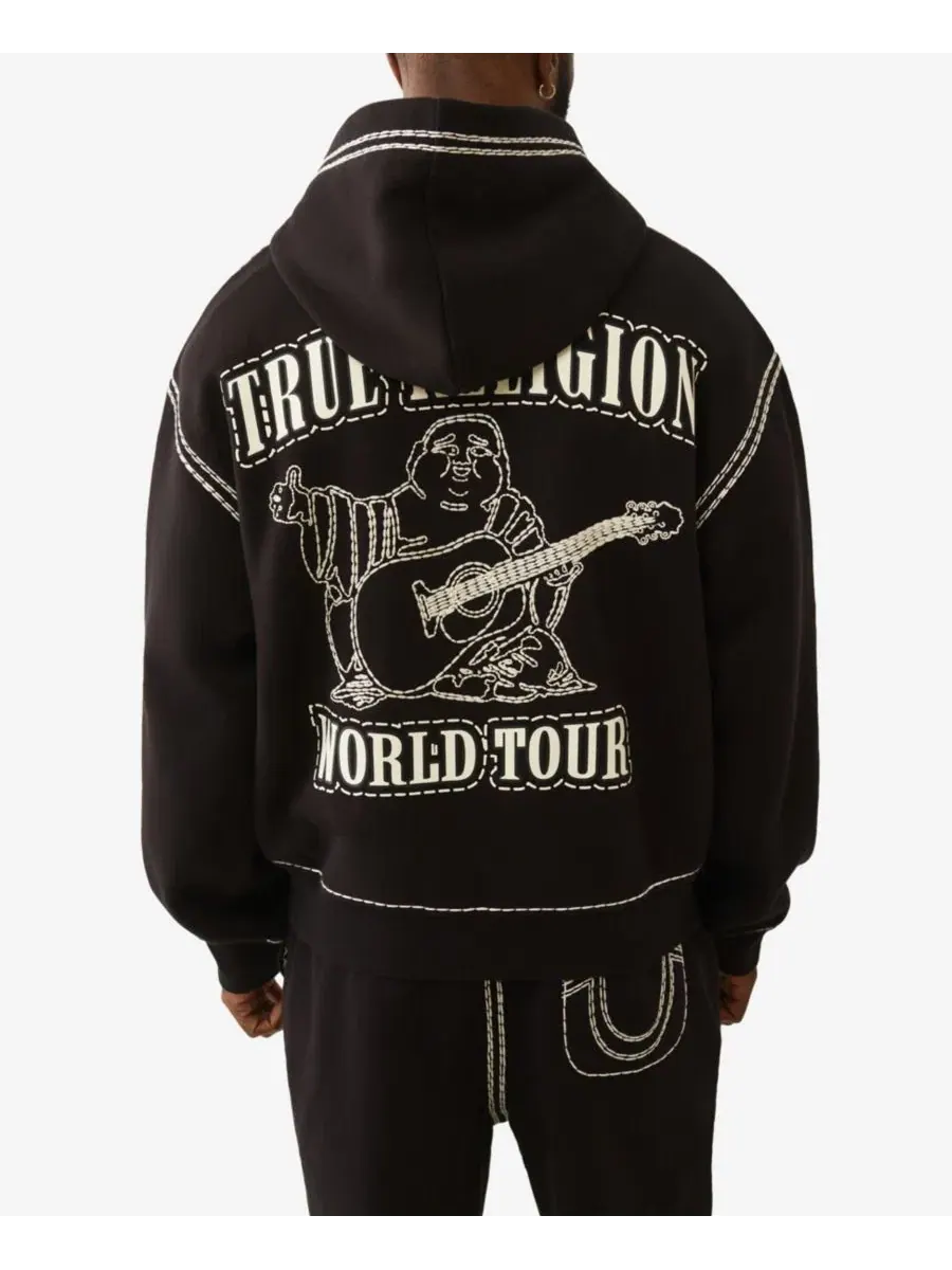 Худи с длинным рукавом, свободный крой True Religion — изображение 3 из 3, черный
