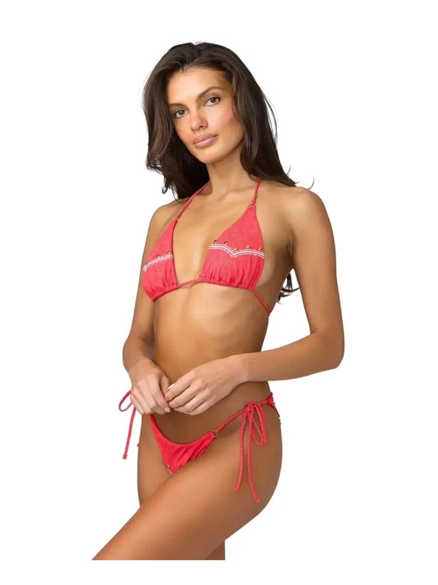 Женские трусики-стринги Andy с завязками по бокам Beach Bunny Swimwear — изображение 2 из 2, красный