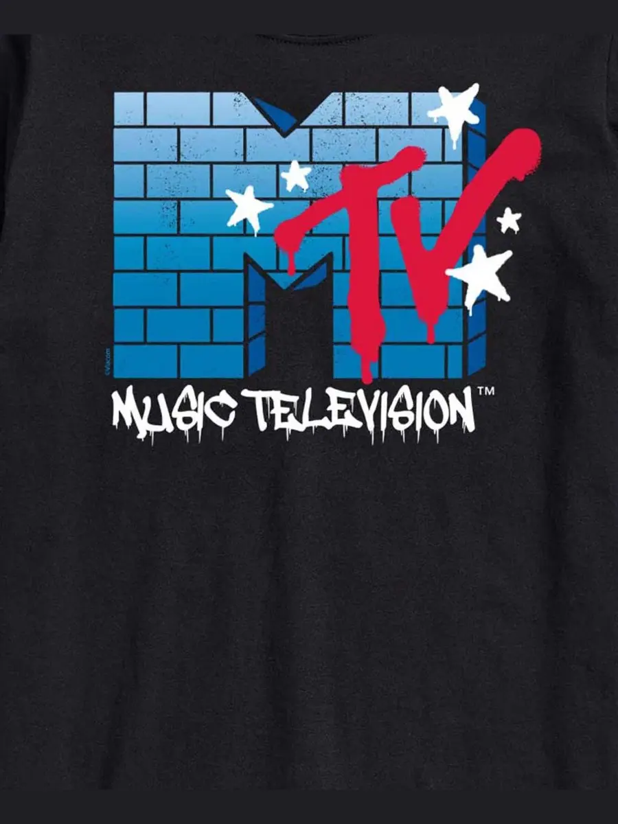 Футболка мужская с коротким рукавом, с принтом, MTV Logo Brick Wall AIRWAVES — изображение 3 из 3, черный