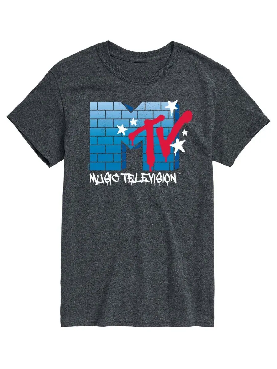 Футболка с коротким рукавом с принтом MTV Logo Brick Wall AIRWAVES — изображение 1 из 3, темно-серый