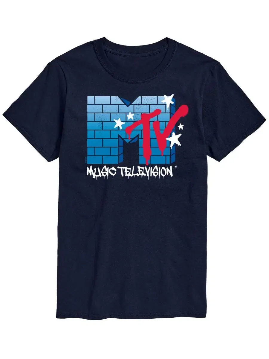 Футболка с коротким рукавом и принтом MTV Logo Brick Wall AIRWAVES — изображение 1 из 3, темно-синий