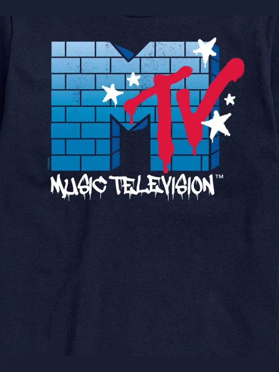 Футболка с коротким рукавом и принтом MTV Logo Brick Wall AIRWAVES — изображение 3 из 3, темно-синий