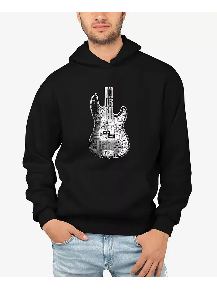 Мужская худи с принтом "Word Art Bass Guitar" LA Pop Art — изображение 1 из 3, черный