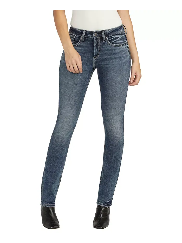 Женские джинсы Suki Mid Rise Straight Leg Silver Jeans Co. — изображение 1 из 3, синий