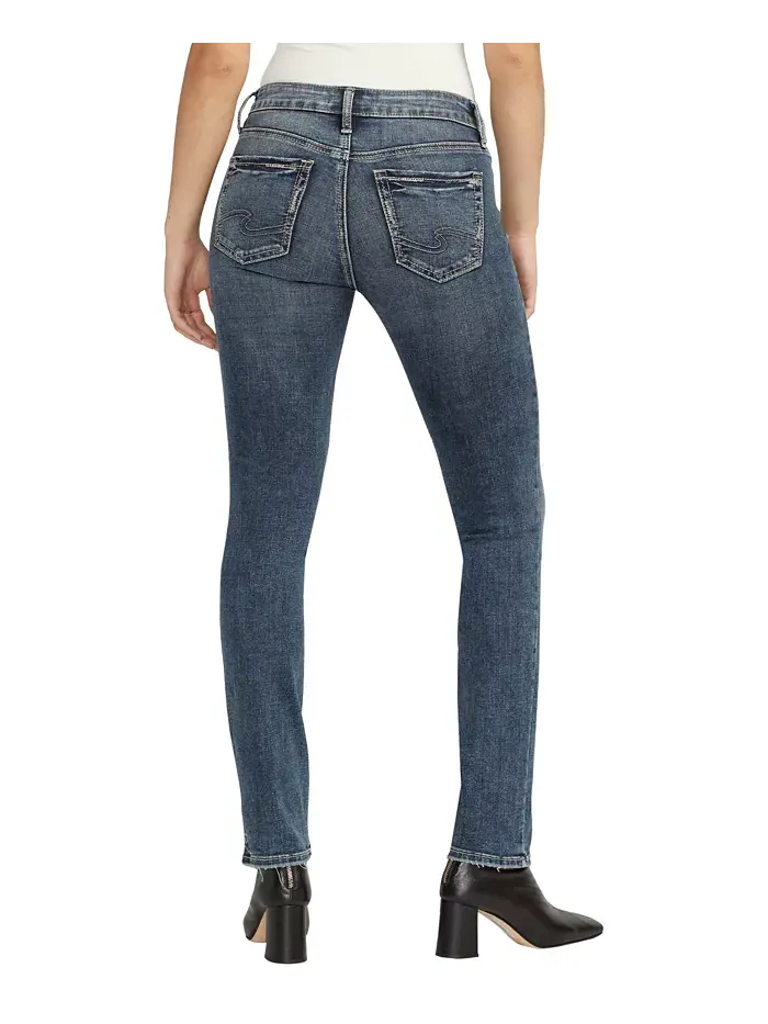 Женские джинсы Suki Mid Rise Straight Leg Silver Jeans Co. — изображение 2 из 3, синий
