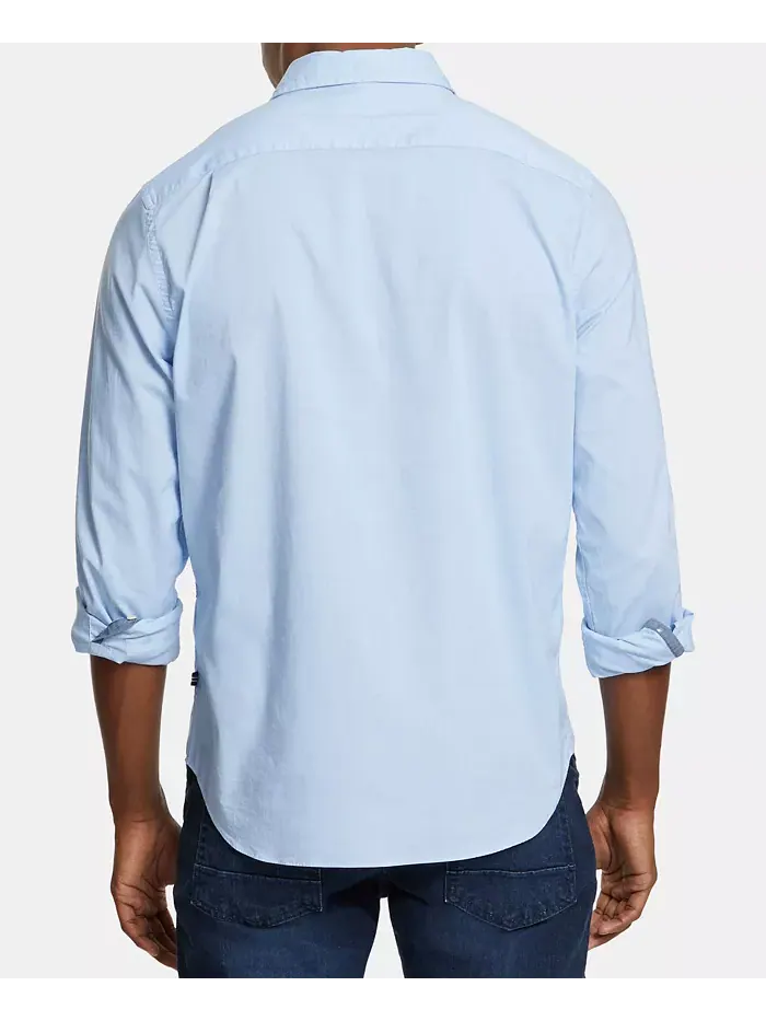 Мужская классическая растягивающаяся однотонная рубашка Oxford Button-Down Nautica — изображение 2 из 5, светлый синий