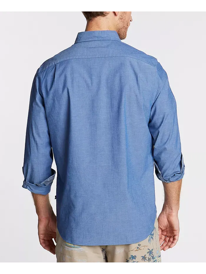 Мужская классическая растягивающаяся однотонная рубашка Oxford Button-Down Nautica — изображение 2 из 5, синий