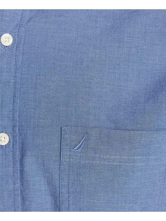 Мужская классическая растягивающаяся однотонная рубашка Oxford Button-Down Nautica — изображение 4 из 5, синий
