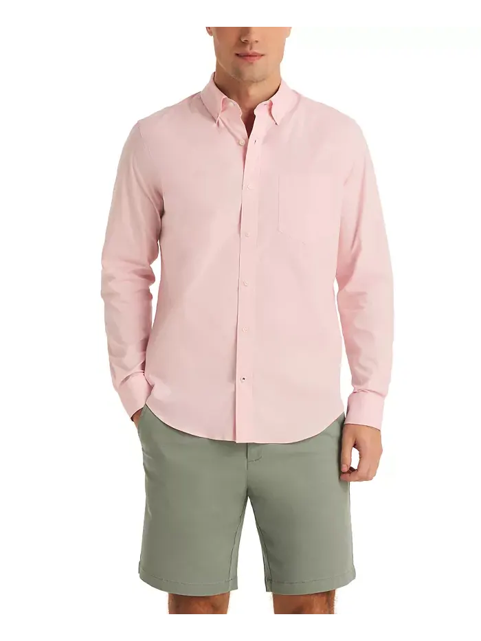 Мужская классическая растягивающаяся однотонная рубашка Oxford Button-Down Nautica — изображение 1 из 4, фиолетовый