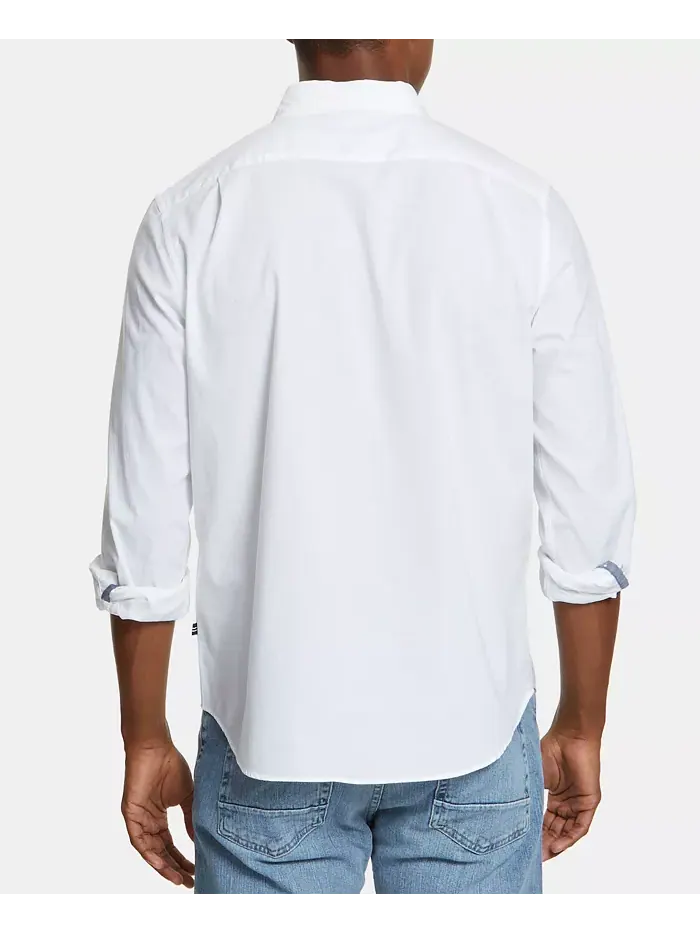 Мужская классическая растягивающаяся однотонная рубашка Oxford Button-Down Nautica — изображение 2 из 6, яркий белый