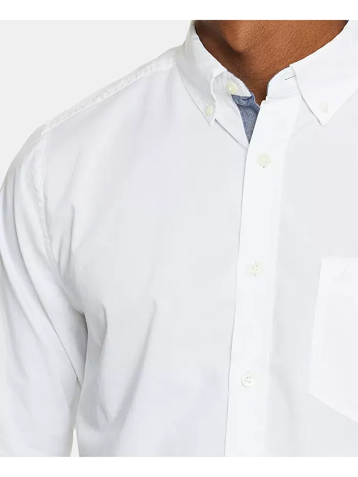 Мужская классическая растягивающаяся однотонная рубашка Oxford Button-Down Nautica — изображение 4 из 6, яркий белый
