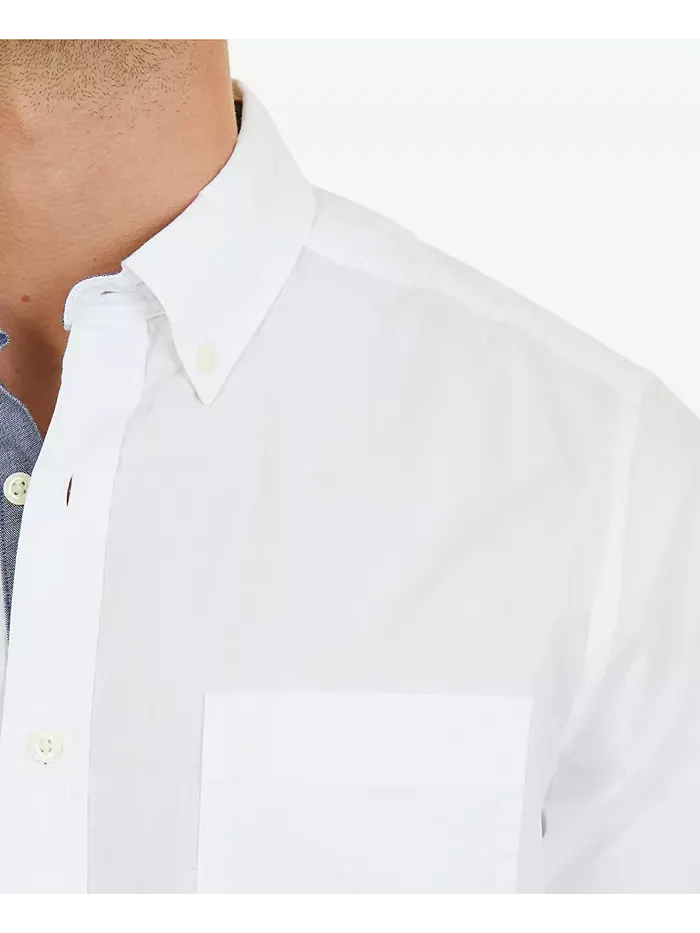 Мужская классическая растягивающаяся однотонная рубашка Oxford Button-Down Nautica — изображение 5 из 6, яркий белый