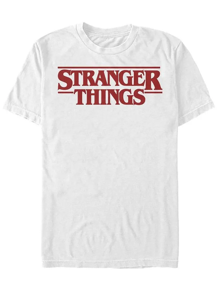 Мужская футболка с коротким рукавом и однотонным логотипом Stranger Things на левой груди Fifth Sun — изображение 2 из 2