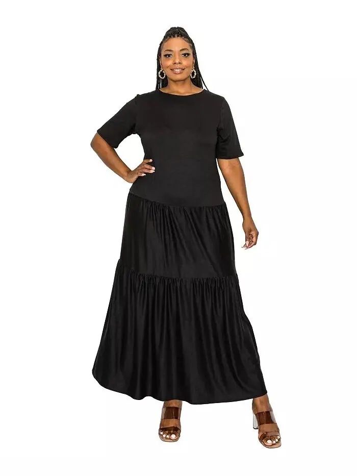 Многоярусное платье макси из журдана больших размеров L I V D