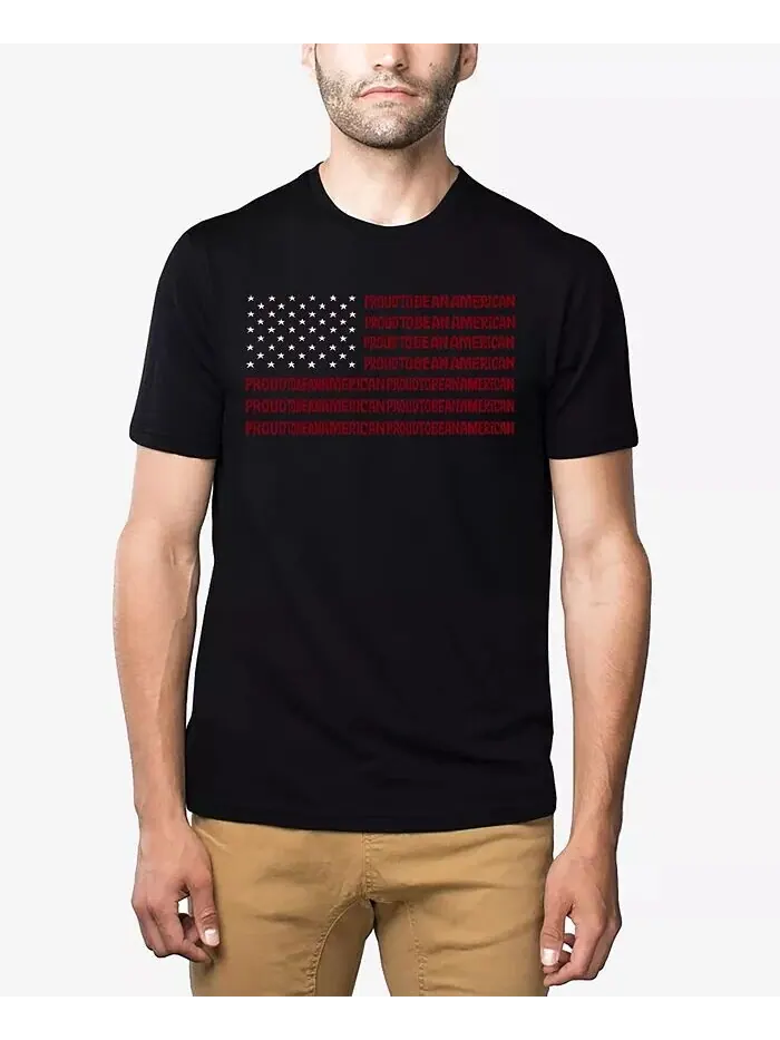 Proud To Be An American — мужская футболка премиум-класса с рисунком Word Art LA Pop Art — изображение 1 из 4, черный