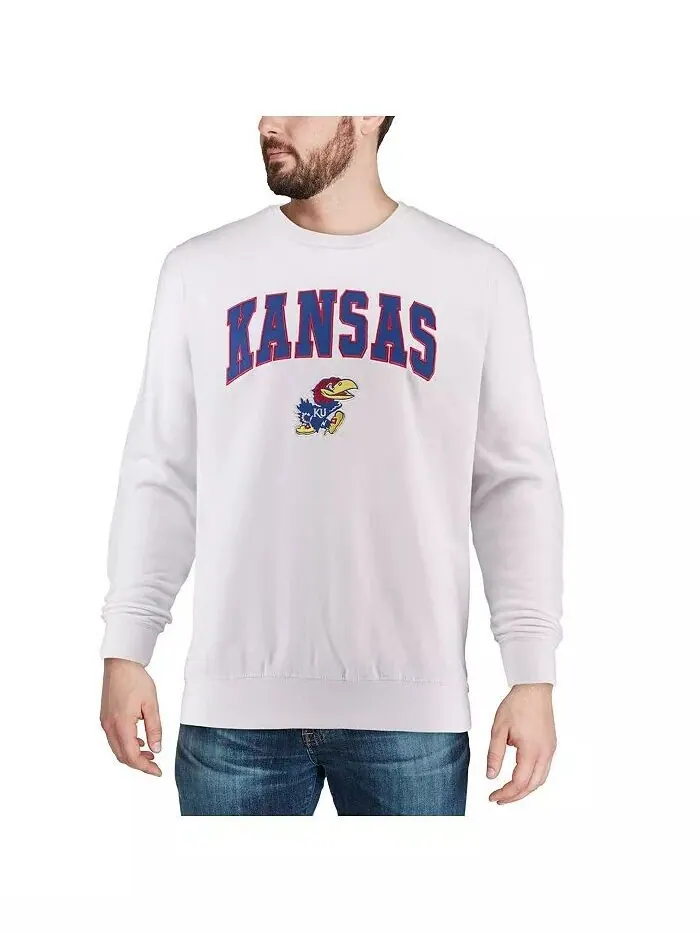 Мужская толстовка Kansas Jayhawks Arch & Logo с круглым вырезом Colosseum — изображение 6 из 6, королевский