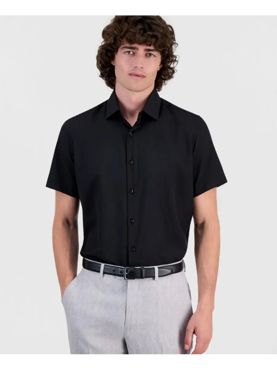 Сорочка с коротким рукавом Suslo Couture Slim Fit — изображение 1 из 6, черный