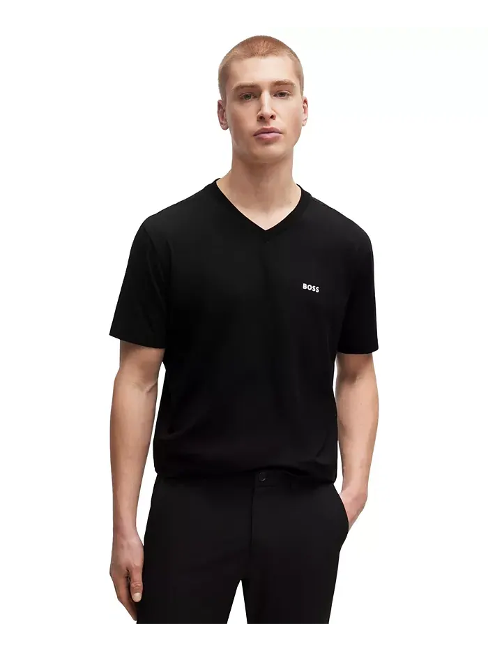 Мужская футболка с контрастным логотипом Regular-Fit Hugo Boss — изображение 1 из 4, черный