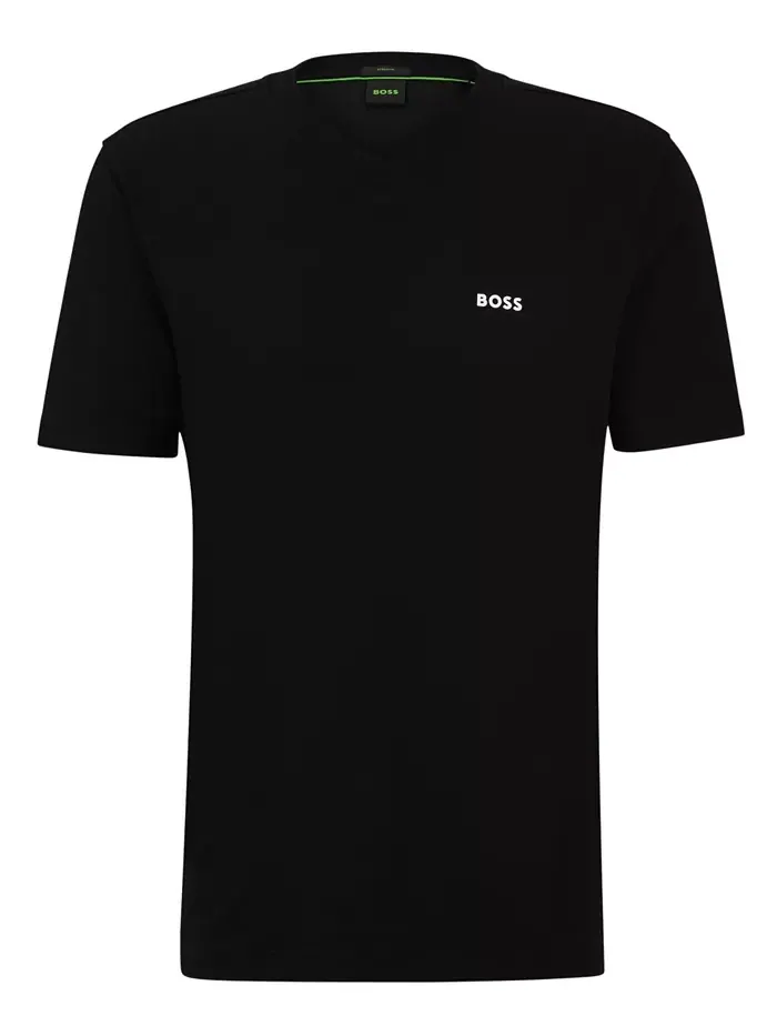 Мужская футболка с контрастным логотипом Regular-Fit Hugo Boss — изображение 2 из 4, черный