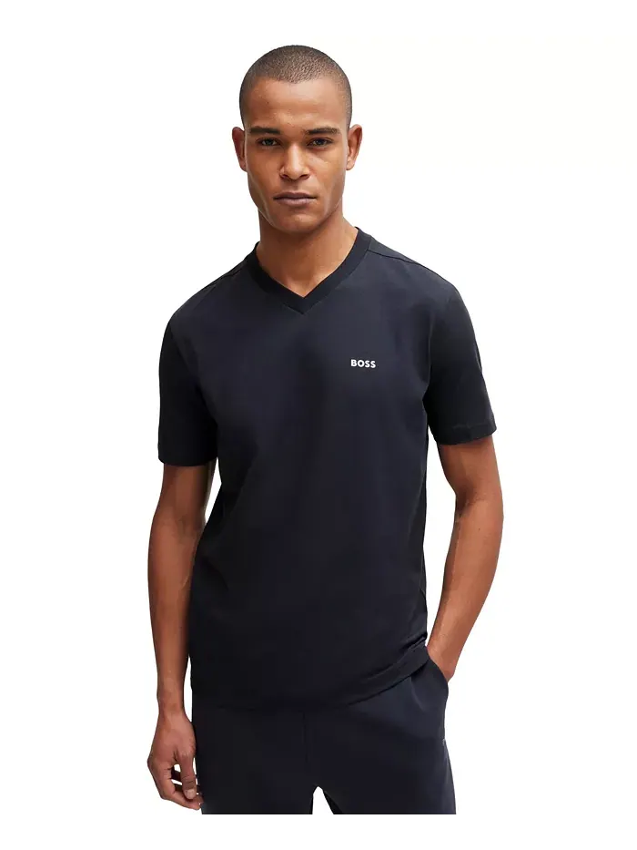 Мужская футболка с контрастным логотипом Regular-Fit Hugo Boss — изображение 1 из 4, синий