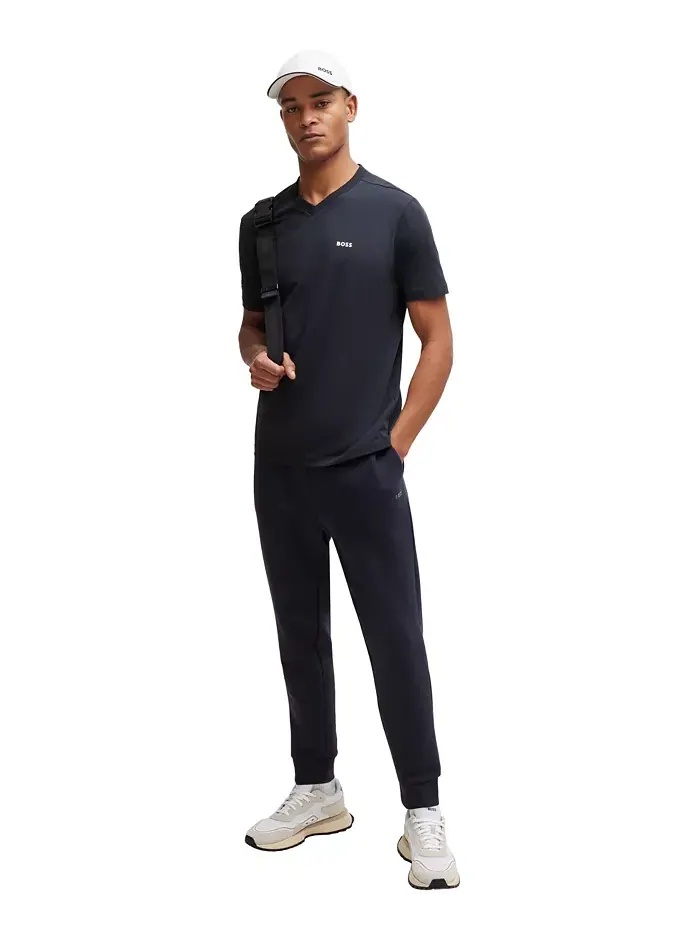 Мужская футболка с контрастным логотипом Regular-Fit Hugo Boss — изображение 4 из 4, синий