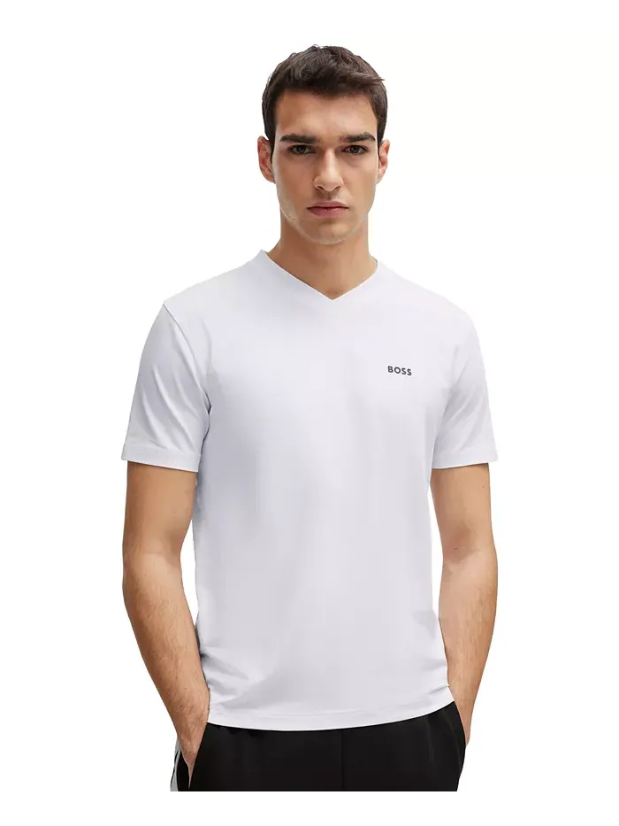 Мужская футболка с контрастным логотипом Regular-Fit Hugo Boss — изображение 1 из 4, белый