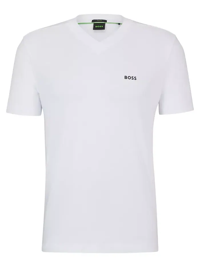 Мужская футболка с контрастным логотипом Regular-Fit Hugo Boss — изображение 2 из 4, белый