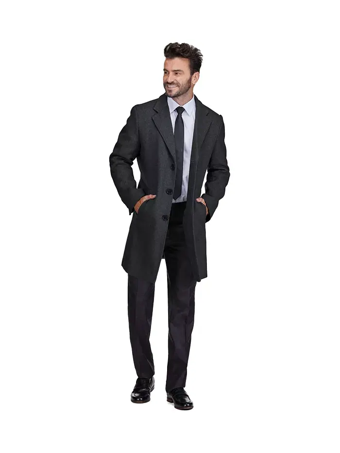 Мужское пальто Walker Car Coat из шерстяной смеси с воротником-стойкой, модели Big & Tall Braveman