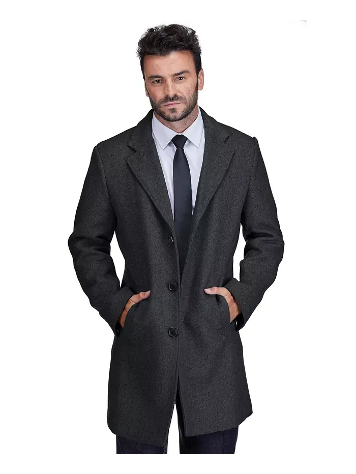 Мужское пальто Walker Car Coat из шерстяной смеси с воротником-стойкой, модели Big & Tall Braveman — изображение 3 из 4