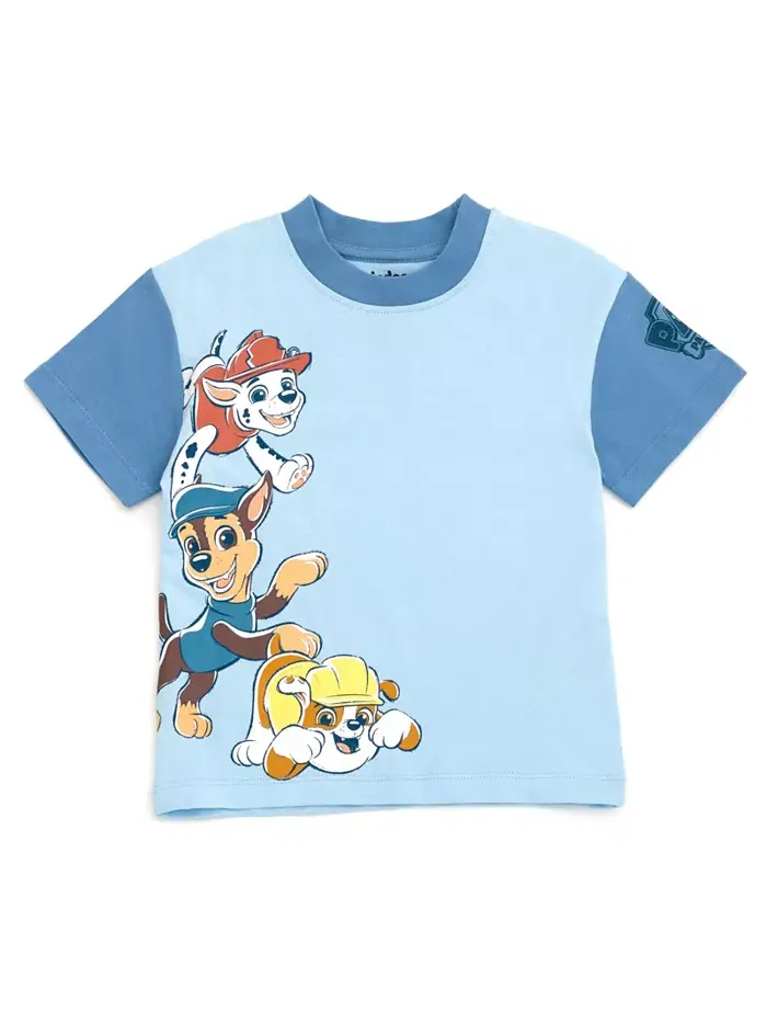 Детский комплект: футболка и шорты в клетку для мальчиков Paw Patrol — изображение 4 из 6, синий