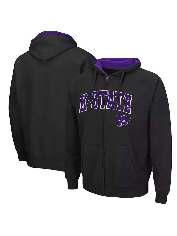 Мужская толстовка с молнией Kansas State Wildcats Arch Logo 3.0 Colosseum — изображение 1 из 3, черный