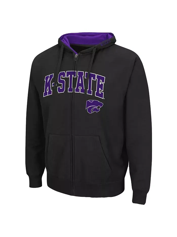 Мужская толстовка с молнией Kansas State Wildcats Arch Logo 3.0 Colosseum — изображение 4 из 5, серый