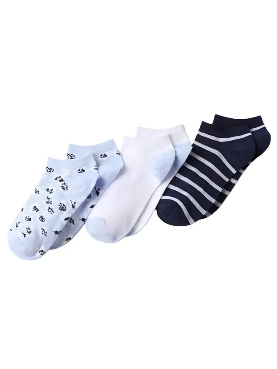 Комплект носков с хлопком и лайкрой, модель Women's 3-Pack Cotton Patterned Low Cut Socks Lands' End
