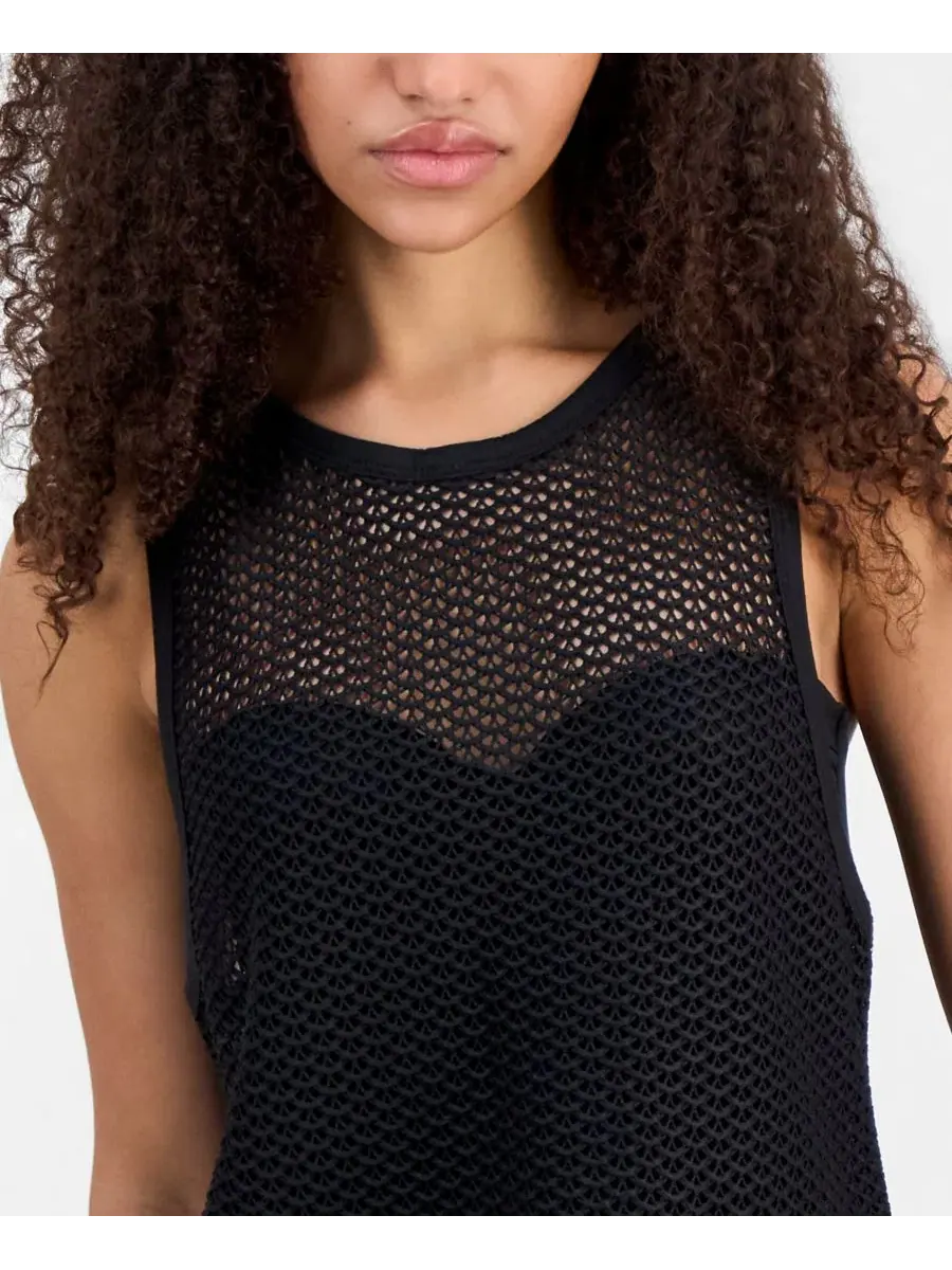 Женский топ-кимоно для купальника с кружевом, модель Crochet Swim Cover-Up Miken — изображение 4 из 4, черный