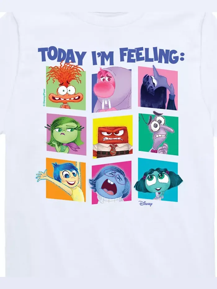 Футболка с принтом для мальчиков Inside Out 2 "Today I'm feeling" Disney — изображение 3 из 3, белый