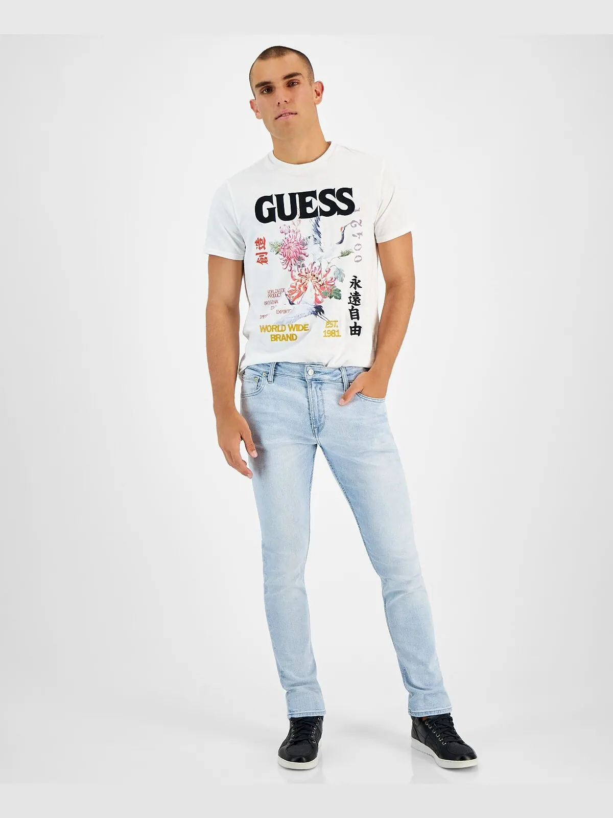 Мужские зауженные джинсы зауженного кроя GUESS — изображение 13 из 13