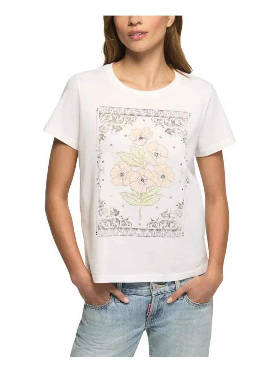 Футболка с принтом Heart Frame Floral Classic Crew Lucky Brand