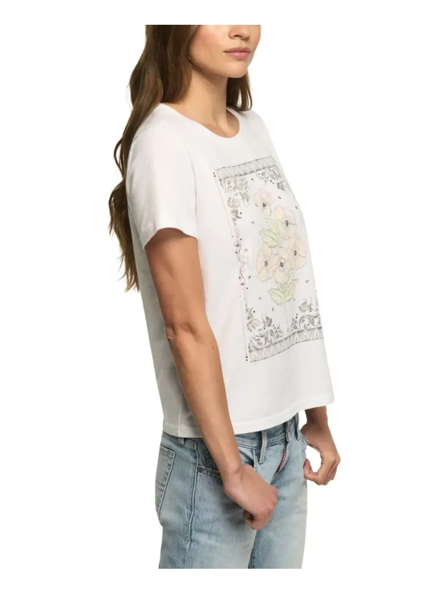 Футболка с принтом Heart Frame Floral Classic Crew Lucky Brand — изображение 3 из 5, яркий белый