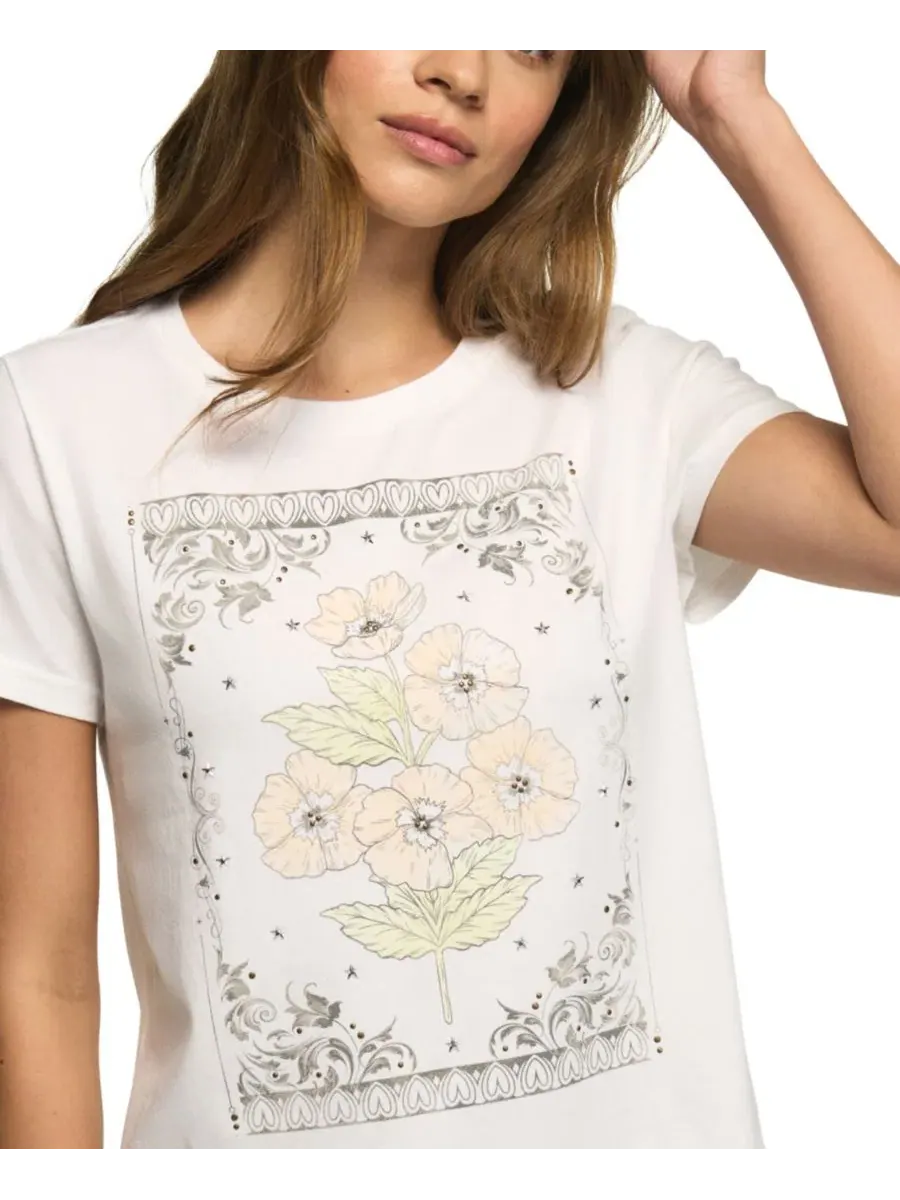 Футболка с принтом Heart Frame Floral Classic Crew Lucky Brand — изображение 4 из 5, яркий белый