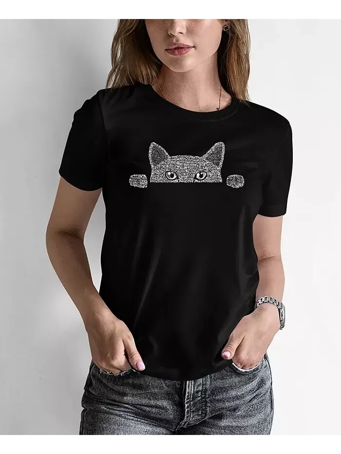 Женская футболка Word Art Peeking Cat LA Pop Art