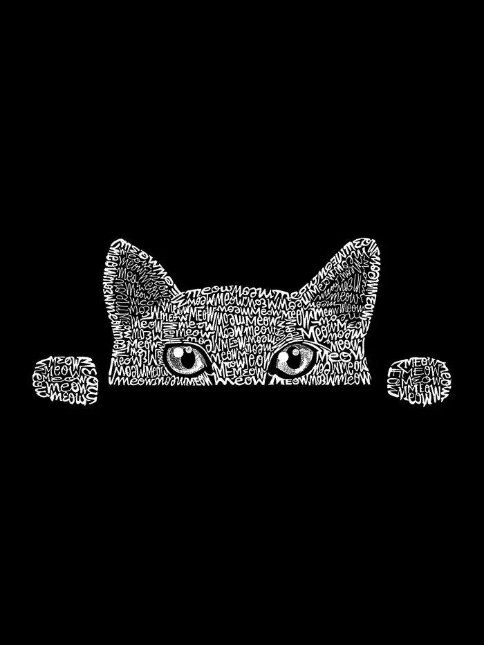 Женская футболка Word Art Peeking Cat LA Pop Art — изображение 2 из 2, черный