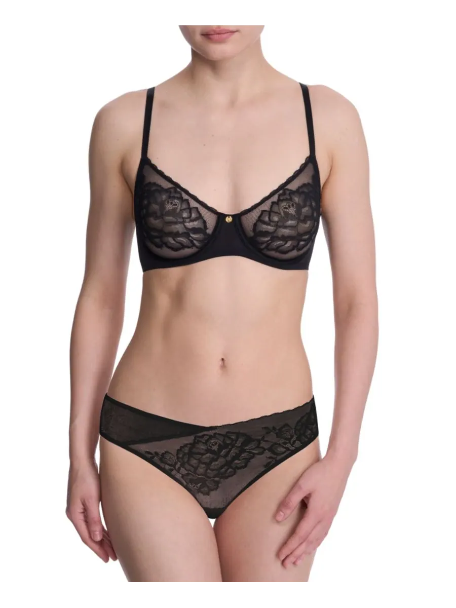 Женский бюстгальтер-балконет Flora Lace без подкладки на косточках, артикул 714150 Natori — изображение 4 из 6, черный