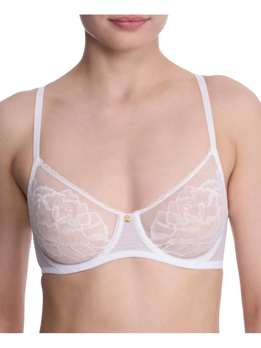 Женский бюстгальтер-балконет Flora Lace без подкладки на косточках, артикул 714150 Natori — изображение 1 из 6, белый